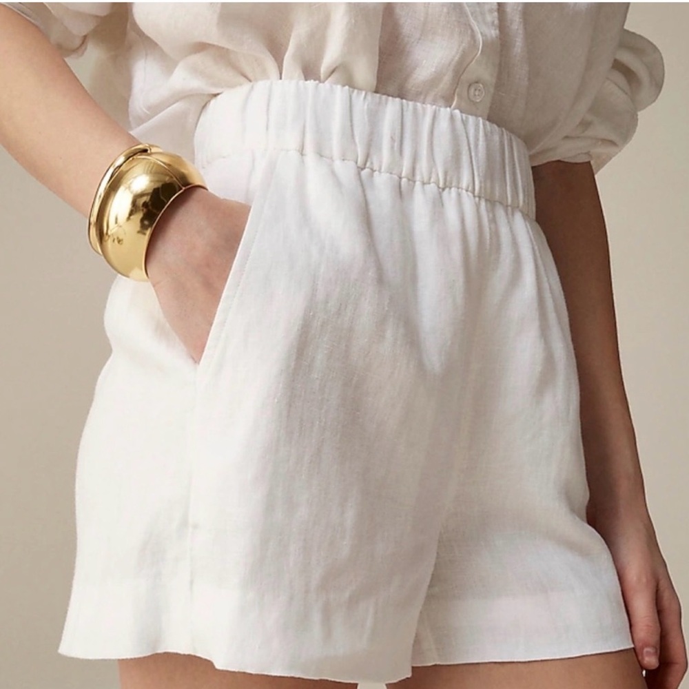 J. Crew st tropez white linen shorts